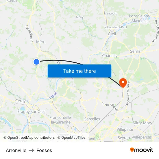 Arronville to Fosses map