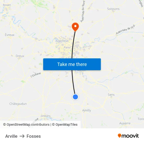 Arville to Fosses map