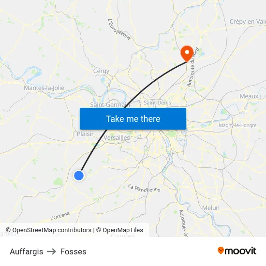 Auffargis to Fosses map