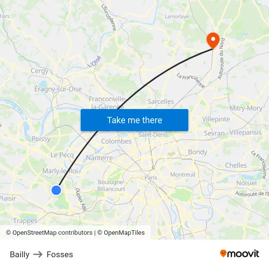 Bailly to Fosses map