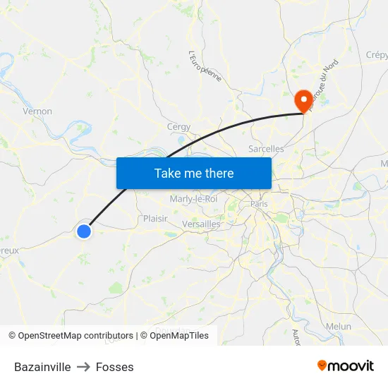 Bazainville to Fosses map
