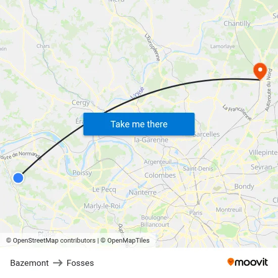 Bazemont to Fosses map