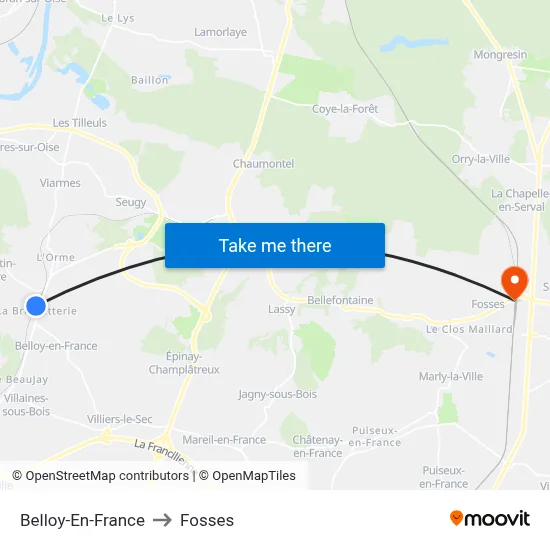 Belloy-En-France to Fosses map
