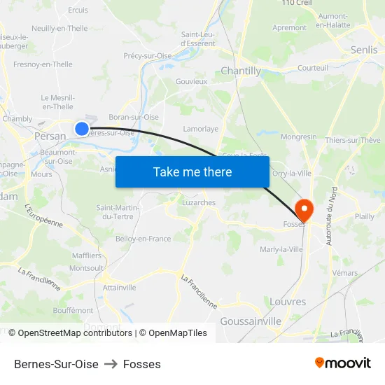 Bernes-Sur-Oise to Fosses map