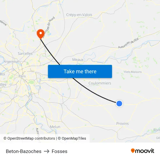Beton-Bazoches to Fosses map