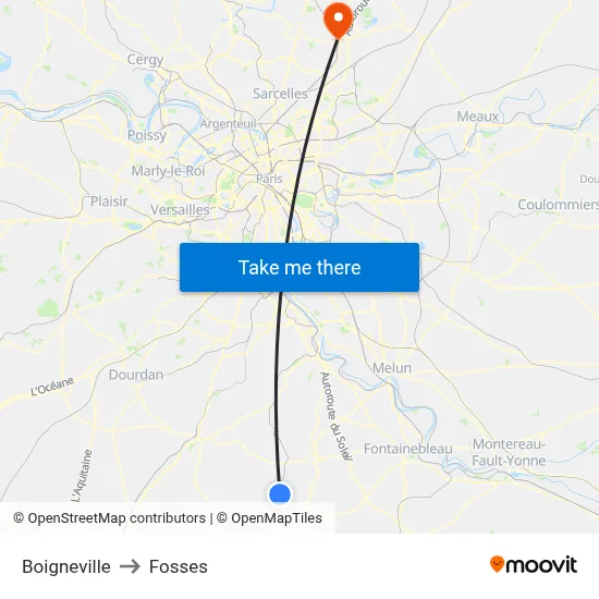 Boigneville to Fosses map