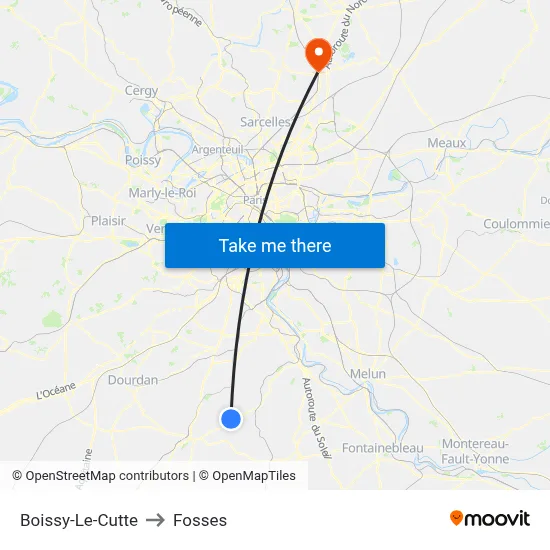Boissy-Le-Cutte to Fosses map