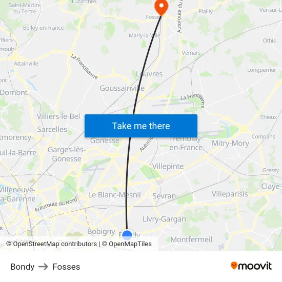 Bondy to Fosses map