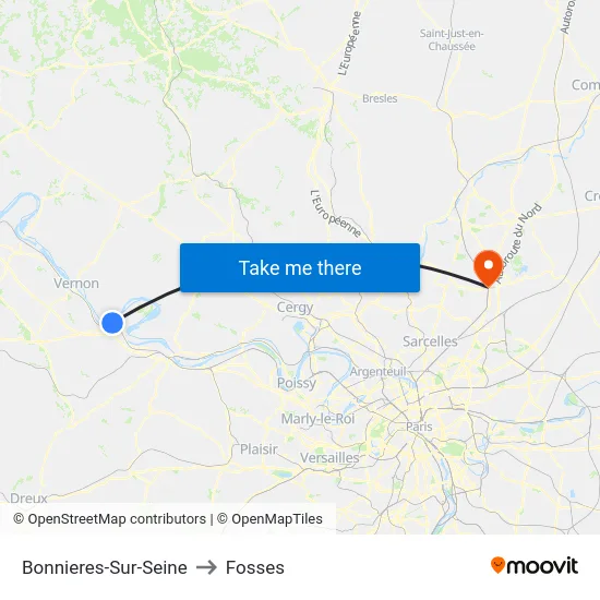 Bonnieres-Sur-Seine to Fosses map
