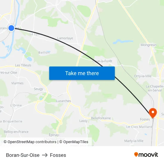 Boran-Sur-Oise to Fosses map