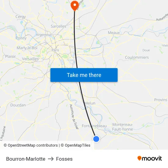 Bourron-Marlotte to Fosses map