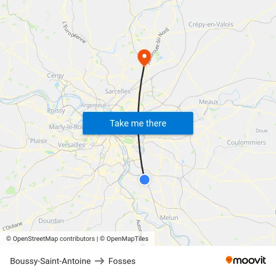 Boussy-Saint-Antoine to Fosses map