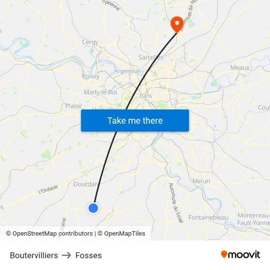 Boutervilliers to Fosses map