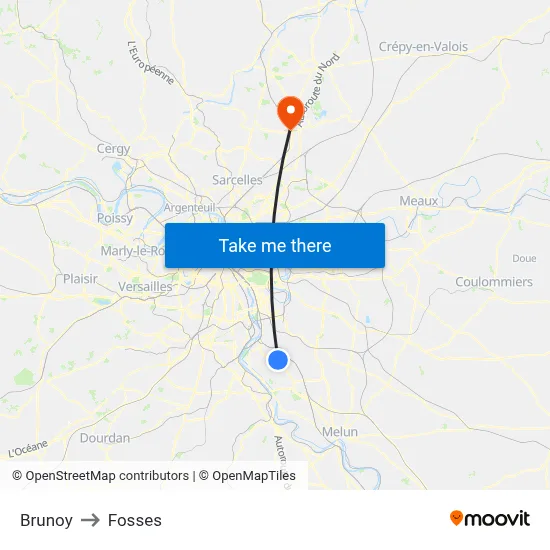 Brunoy to Fosses map