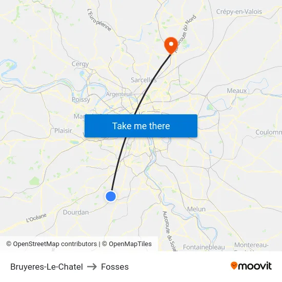 Bruyeres-Le-Chatel to Fosses map