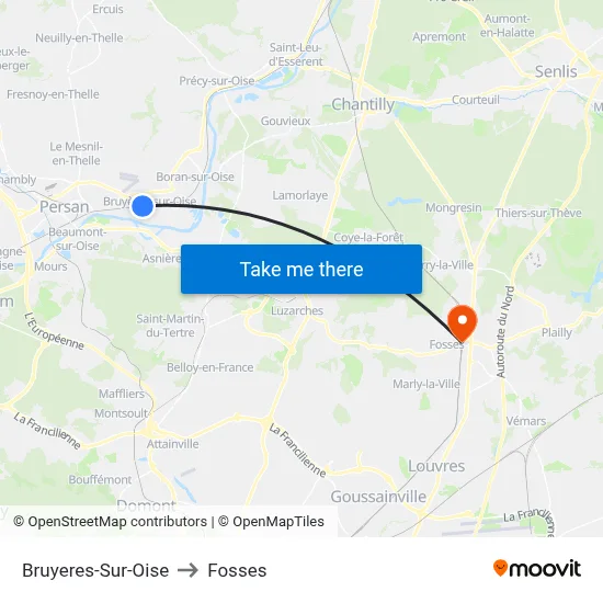 Bruyeres-Sur-Oise to Fosses map
