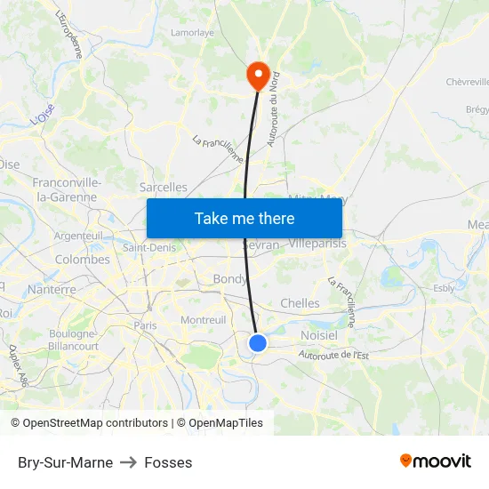 Bry-Sur-Marne to Fosses map