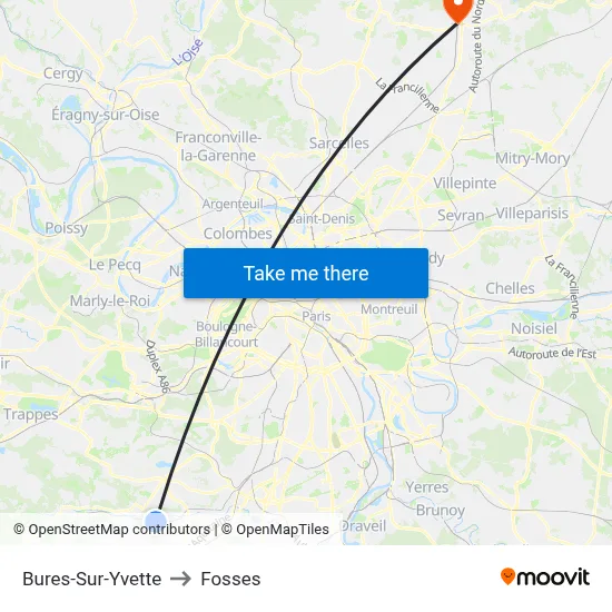 Bures-Sur-Yvette to Fosses map