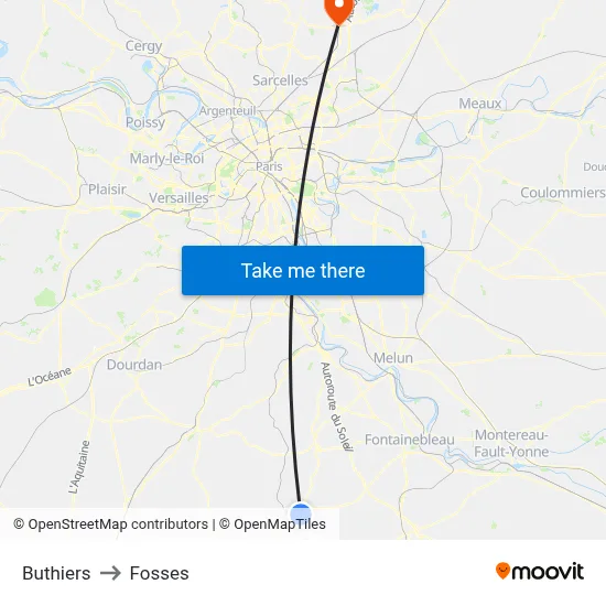 Buthiers to Fosses map
