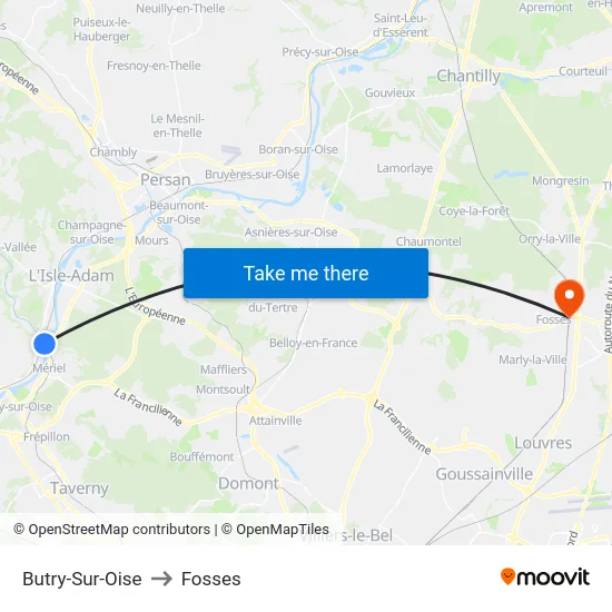 Butry-Sur-Oise to Fosses map