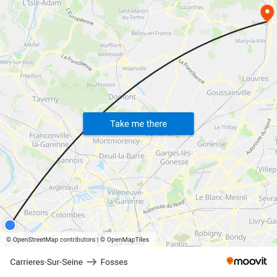 Carrieres-Sur-Seine to Fosses map