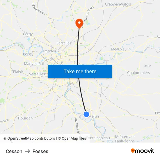 Cesson to Fosses map