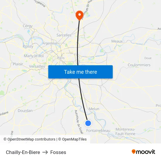 Chailly-En-Biere to Fosses map