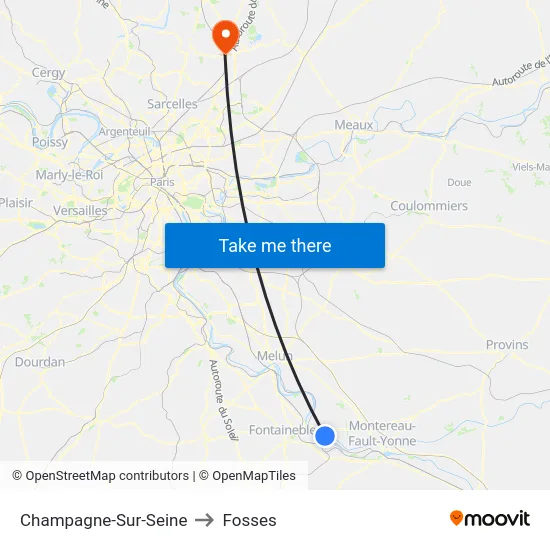 Champagne-Sur-Seine to Fosses map