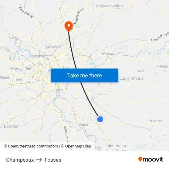 Champeaux to Fosses map