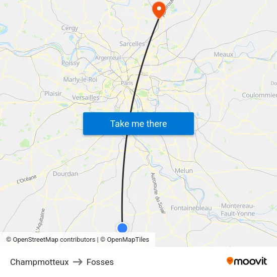 Champmotteux to Fosses map