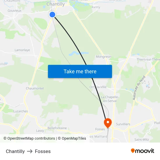 Chantilly to Fosses map