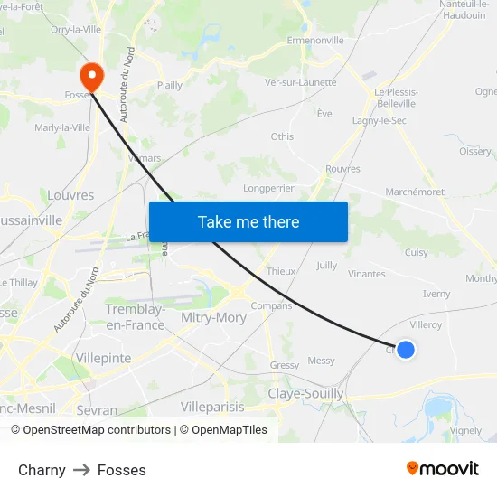 Charny to Fosses map