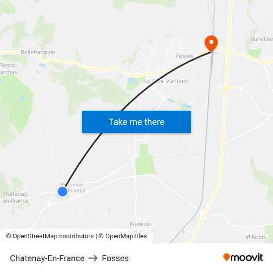 Chatenay-En-France to Fosses map