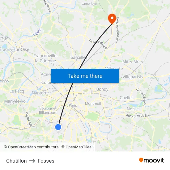 Chatillon to Fosses map