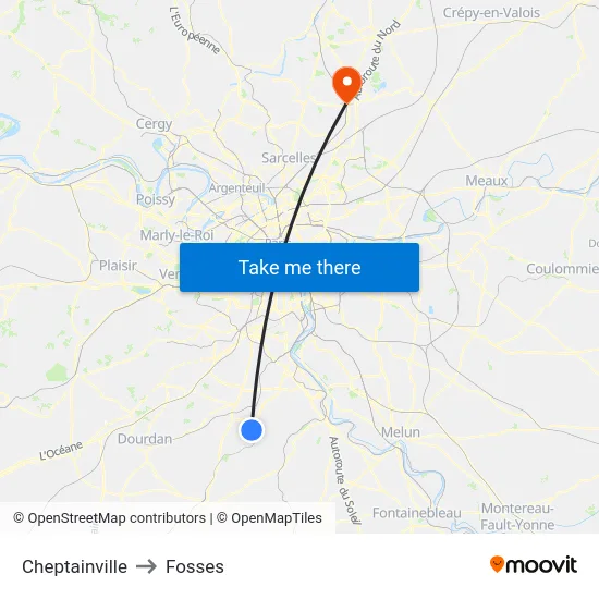 Cheptainville to Fosses map