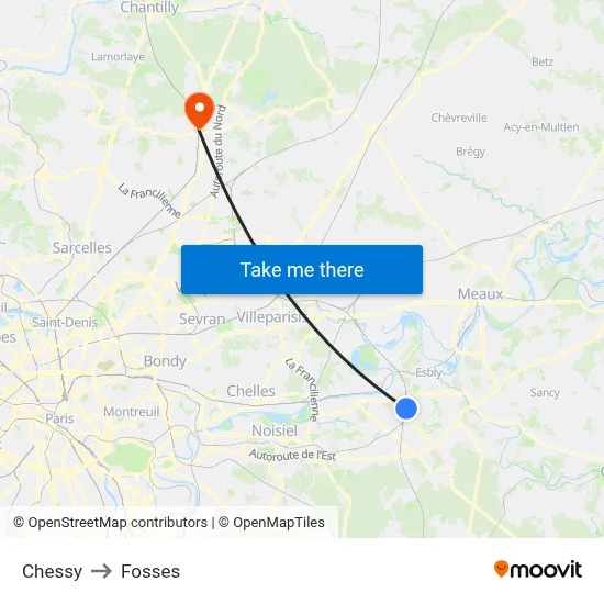 Chessy to Fosses map