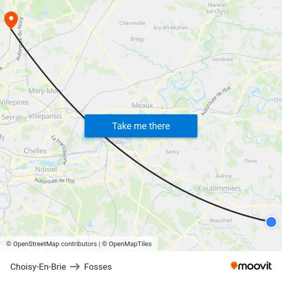 Choisy-En-Brie to Fosses map