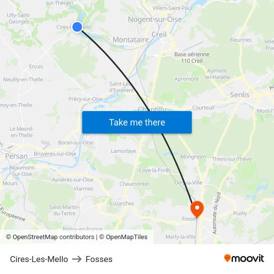 Cires-Les-Mello to Fosses map