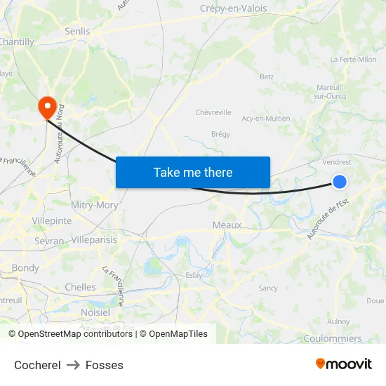 Cocherel to Fosses map
