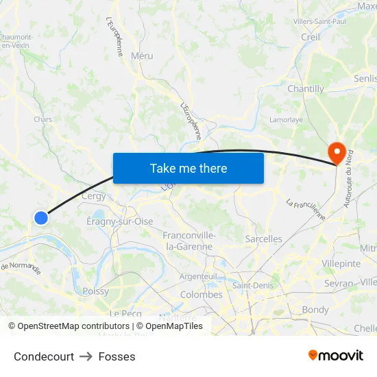 Condecourt to Fosses map