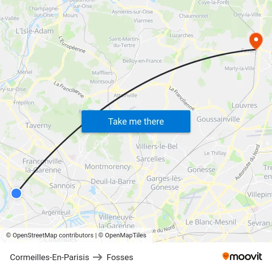Cormeilles-En-Parisis to Fosses map