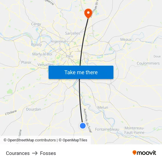 Courances to Fosses map