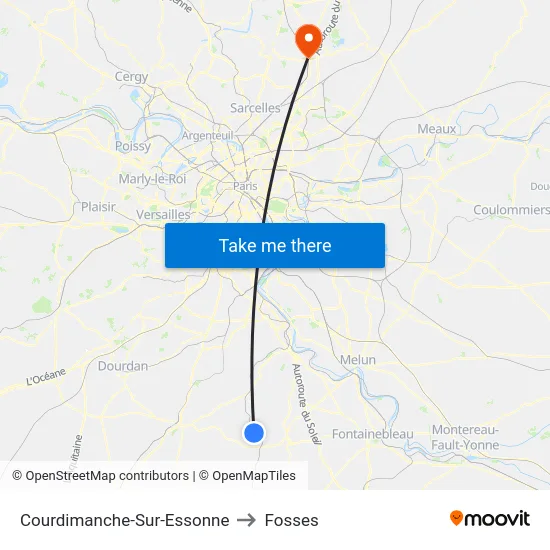 Courdimanche-Sur-Essonne to Fosses map