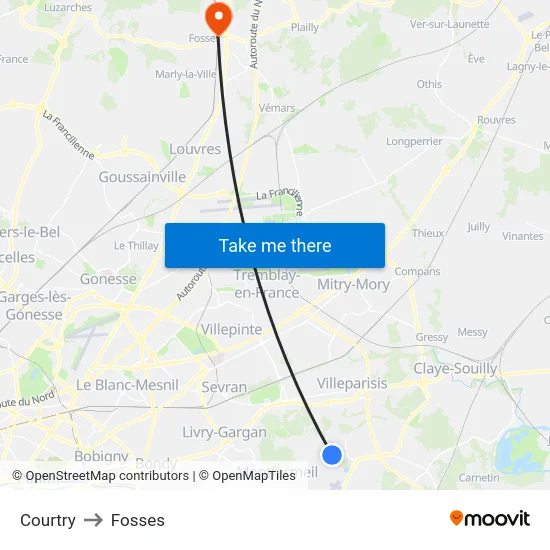 Courtry to Fosses map