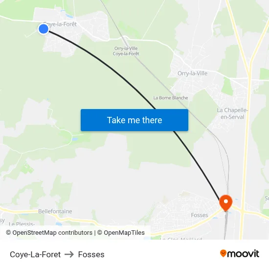 Coye-La-Foret to Fosses map
