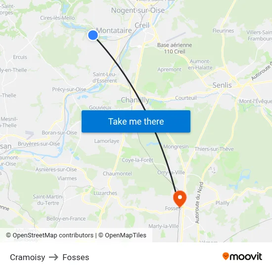 Cramoisy to Fosses map