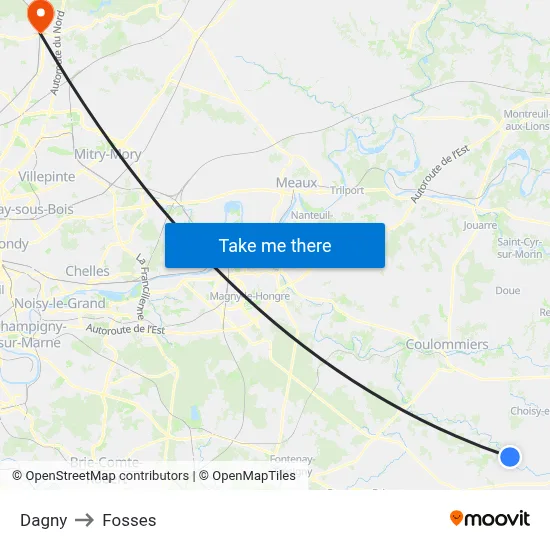 Dagny to Fosses map