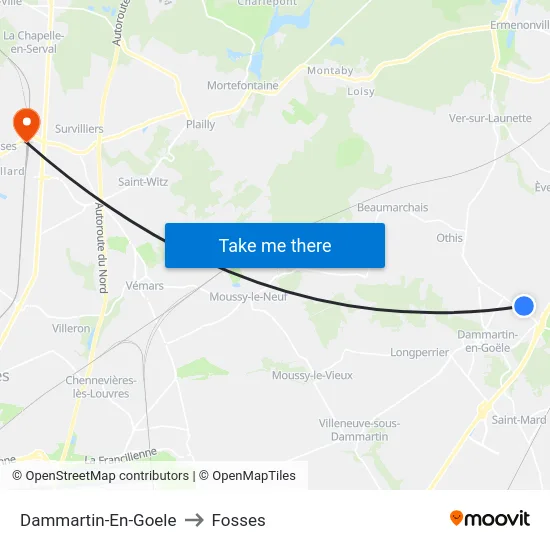 Dammartin-En-Goele to Fosses map