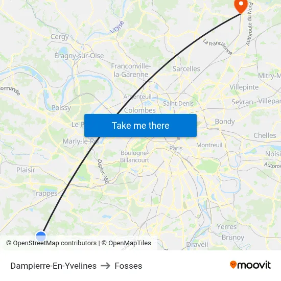 Dampierre-En-Yvelines to Fosses map