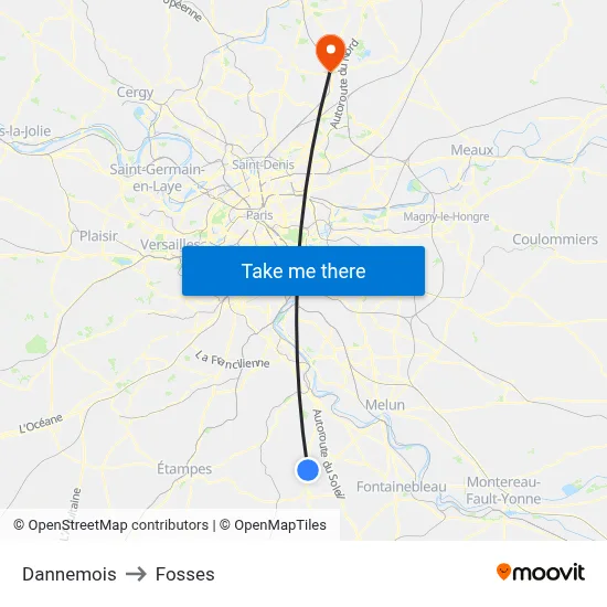 Dannemois to Fosses map